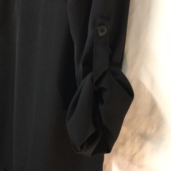 Furnex Women’s Zip front Blouse Top Size L Black Long sleeves Tab up Back Pleat - Picture 4 of 12